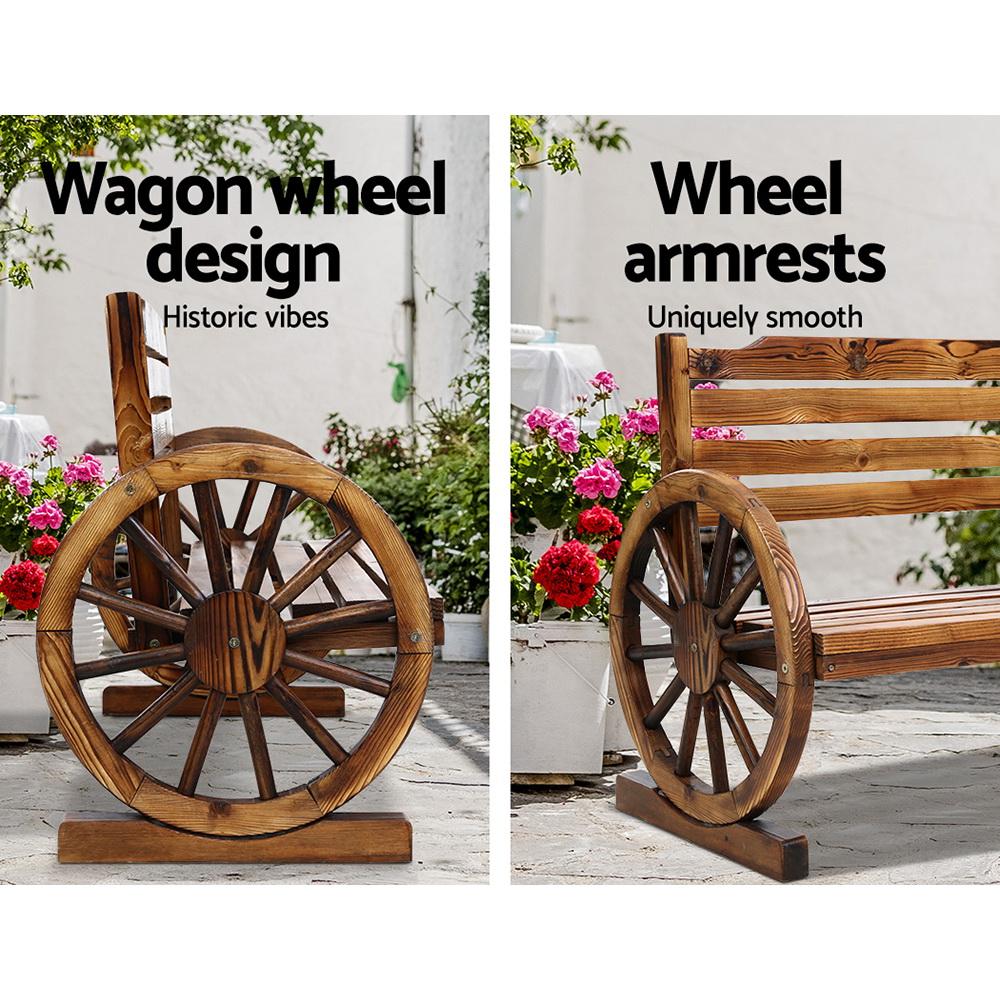 Outdoor Benches - Garden Bench Wooden Wagon Chair 3 Seat Outdoor Furniture Backyard Lounge