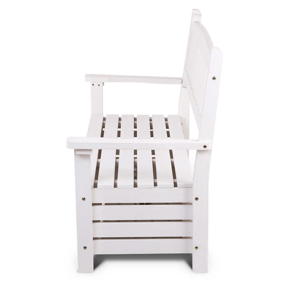Outdoor Benches - Outdoor Outdoor Storage Bench Box Wooden Garden Chair 2 Seat Timber Furniture White