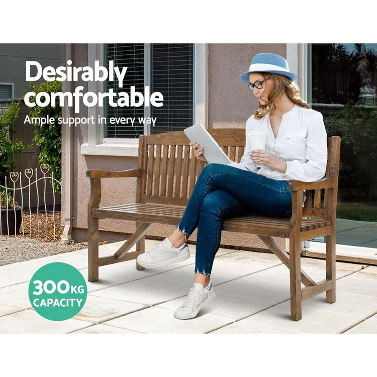 Outdoor Benches - Wooden Garden Bench Chair Natural Outdoor Furniture Decor Patio Deck 3 Seater