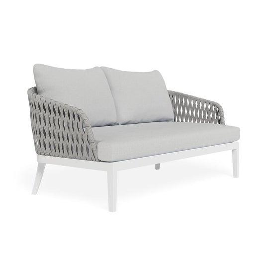 Outdoor Sofa - Marja Outdoor Lounge Chair Two Seater - White / Light Grey Cushion