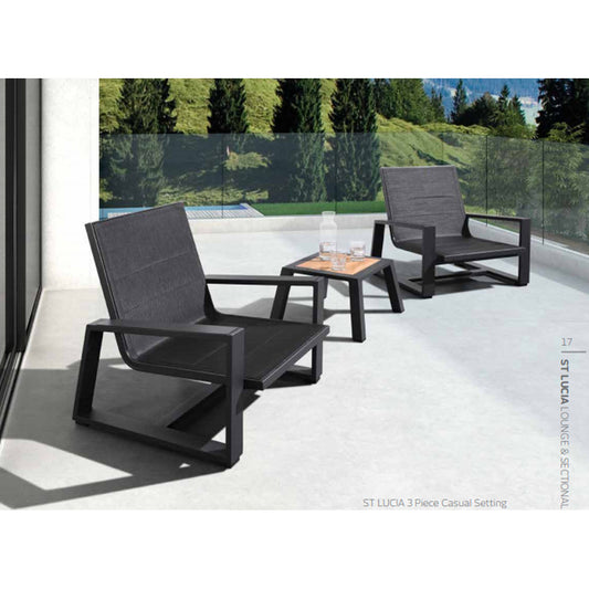 Outdoor Sofa - St Lucia - 3 Piece Casual Setting - Low - Charcoal Frame