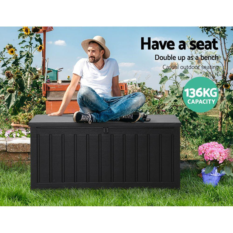 Outdoor Storage - 240L Outdoor Storage Box Lockable Bench Seat Garden Deck Toy Tool Sheds