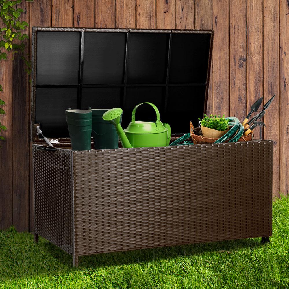 Outdoor Storage - 320L Outdoor Wicker Storage Box - Brown