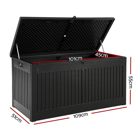 Outdoor Storage - Outdoor Storage Box Container Garden Toy Indoor Tool Chest Sheds 270L Black