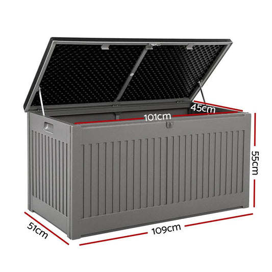 Outdoor Storage - Outdoor Storage Box Container Garden Toy Indoor Tool Chest Sheds 270L Dark Grey
