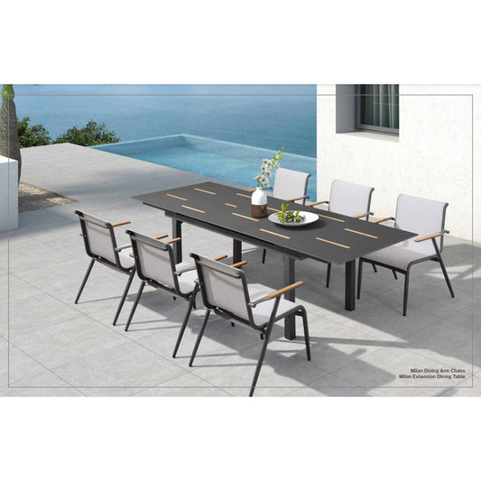 Outdoor Table - Milan Extention Dining Table 2000/2600 Charcoal