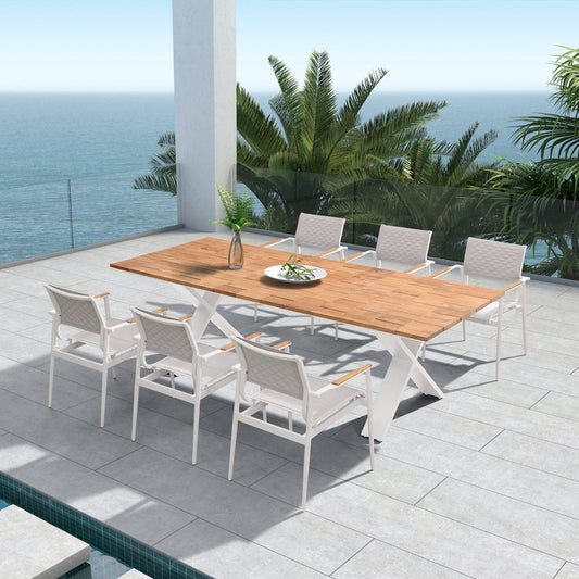 Outdoor Table - Montage Dining Table - Teak Top With Charcoal Legs