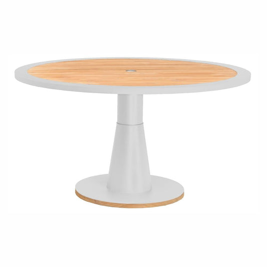 Outdoor Table - OMG Round Dining Table - Teak Top - White