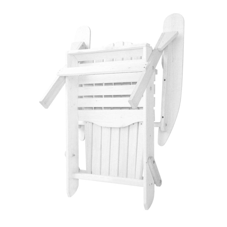 Sun Chair - 3 Piece Outdoor Adirondack Beach Chair And Table Set - White