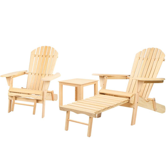 Sun Chair - 3 Piece Outdoor Beach Chair And Table Set