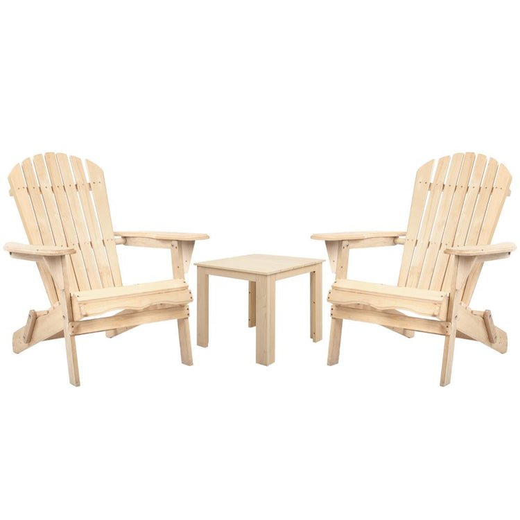 Sun Chair - 3 Piece Wooden Outdoor Beach Chair And Table Set