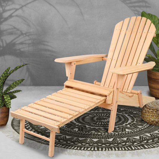 Sun Chair - Outdoor Adirondack Chair With Slide Out Footstool