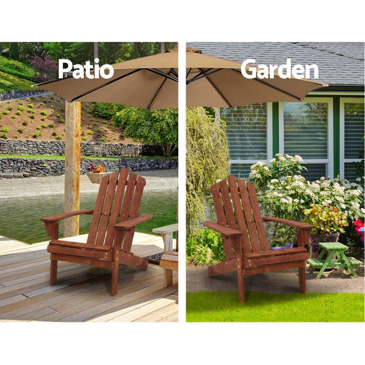Sun Chair - Outdoor Adirondack Style Chair With Table (Brown)
