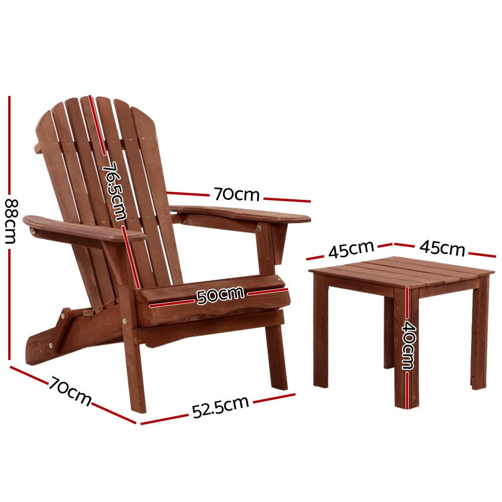 Sun Chair - Outdoor Folding Beach Camping Chairs Table Set Wooden Adirondack Lounge