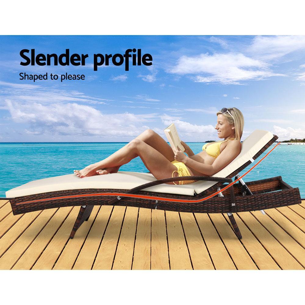 Sunlounger - Set Of 2 Sun Lounge Outdoor Furniture Day Beds