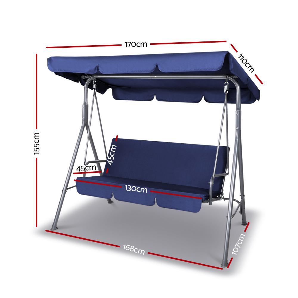 Swing Chair - 3 Seater Outdoor Swing Chair (Navy)