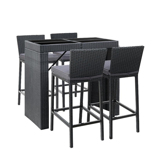 4 Seater Outdoor Rattan Bar Table Set