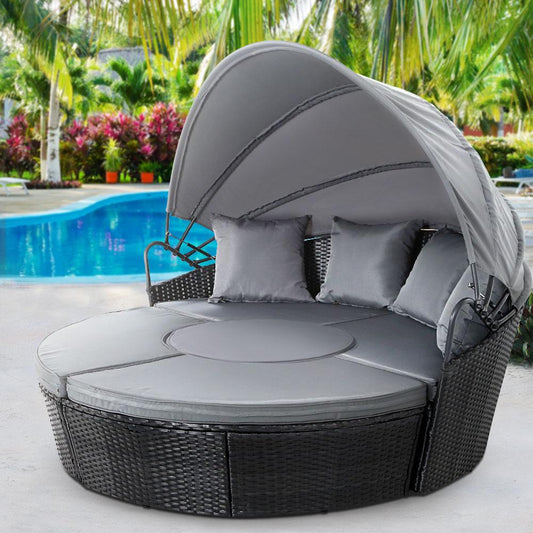 5 Piece Outdoor Day Bed With Shade