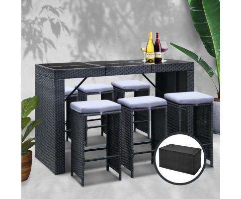 7 Piece Outdoor Bar Style Table Set