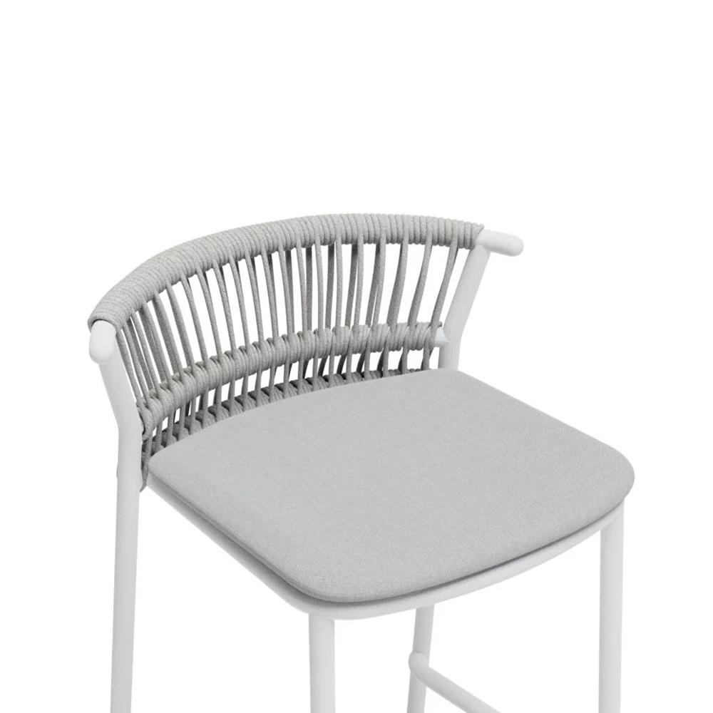 Bar Stool - Minori Stool - White - Light Grey Cushion