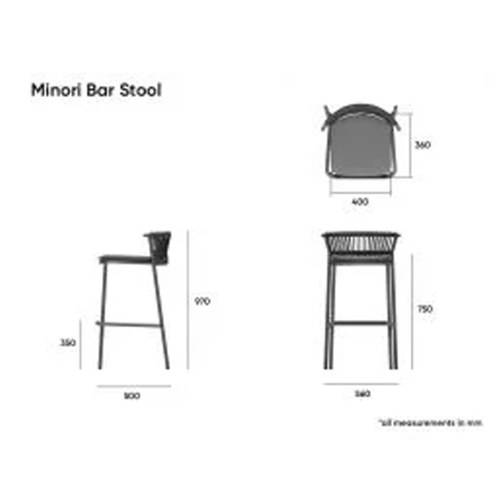 Bar Stool - Minori Stool - White - Light Grey Cushion