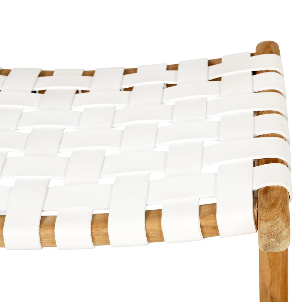 Bar Stool - Pasadena Leather Saddle Stool – White – Woven