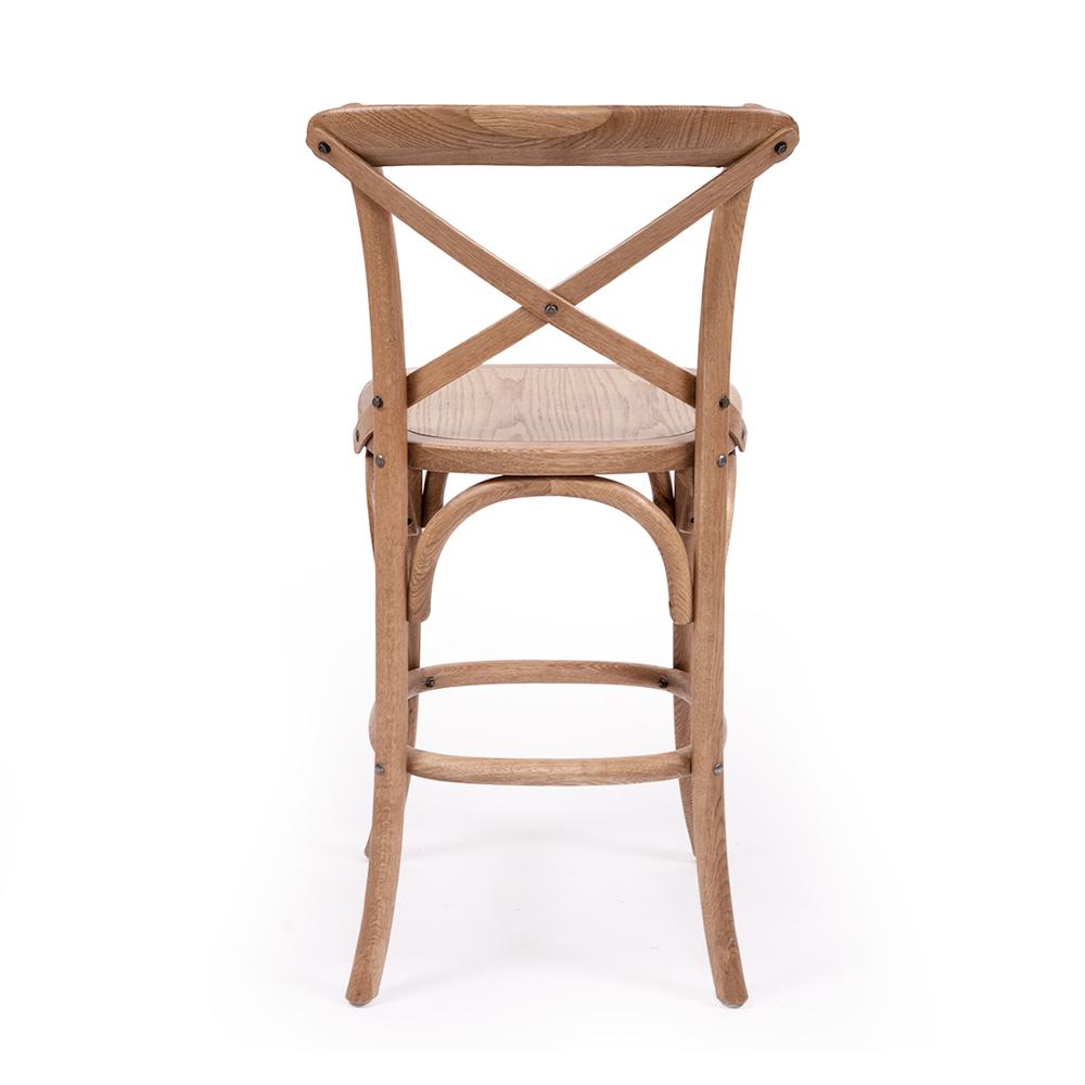 Bar Stool - Provincial Cross Back Counter Stool – Natural Oak – Timber Seat