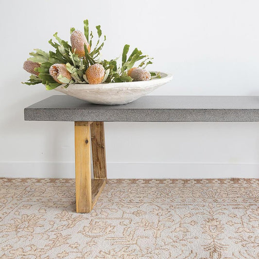 Bench Seat - 1.45m Alta Bench Seat - Speckled Grey With Light Honey Acacia Wood Legs