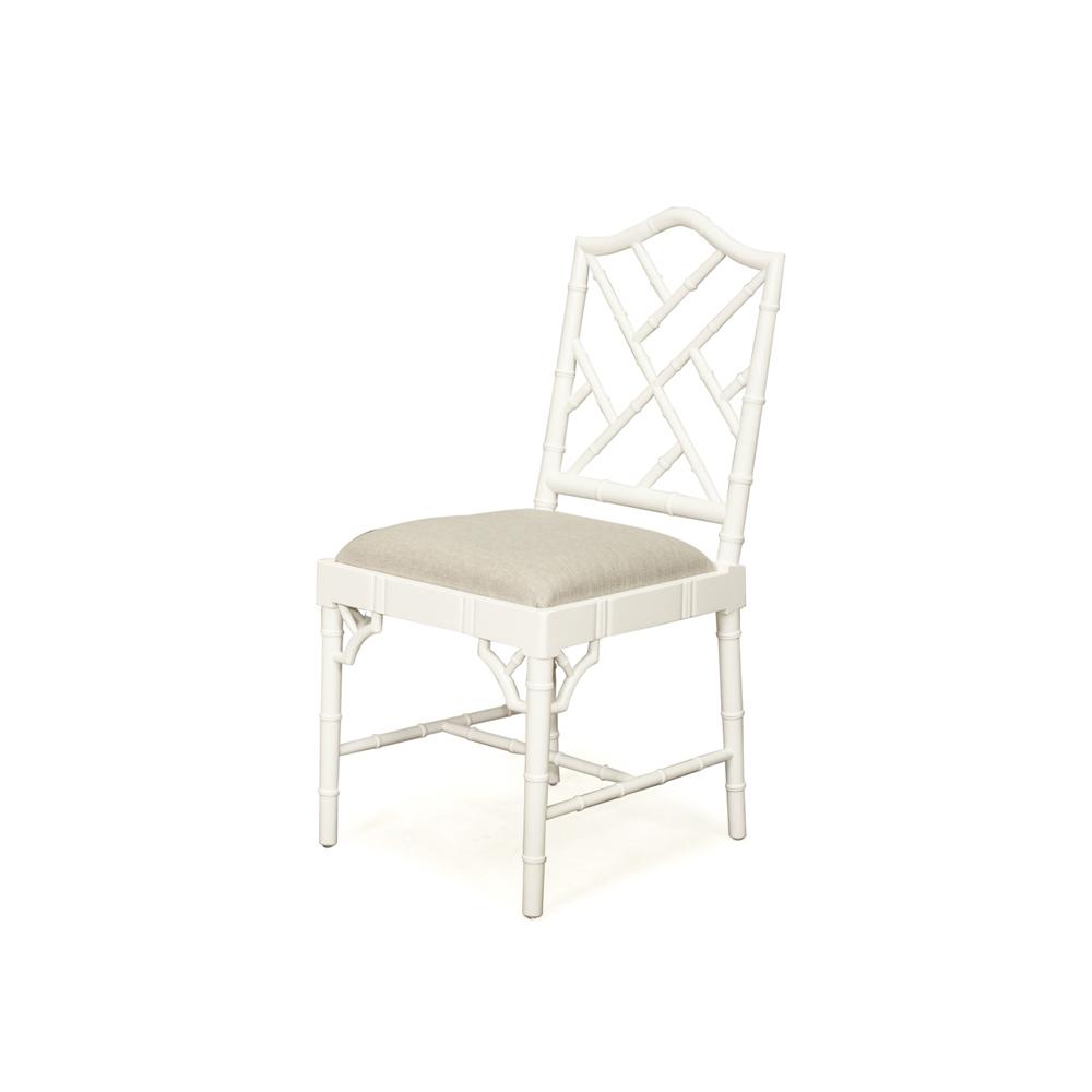 Chairs - Abide Chippendale Dining Chair – White With Linen Fabric