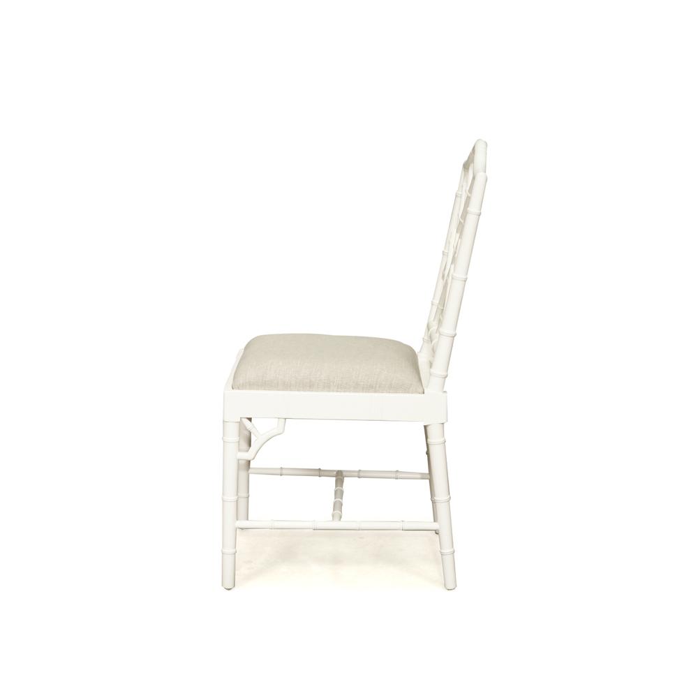 Chairs - Abide Chippendale Dining Chair – White With Linen Fabric
