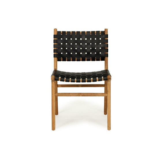 Chairs - Abide Pasadena Woven Leather Side Chair – Black