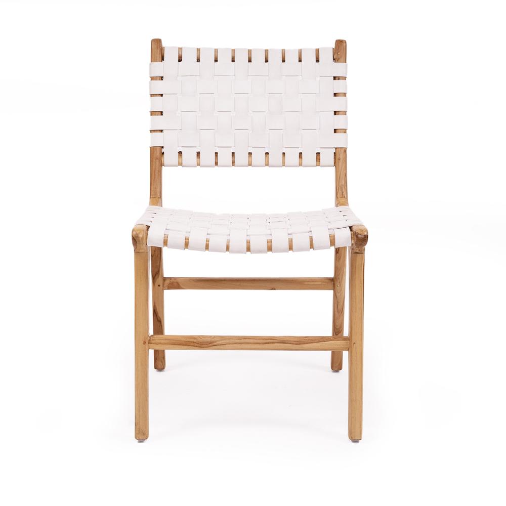 Chairs - Abide Pasadena Woven Leather Side Chair – White