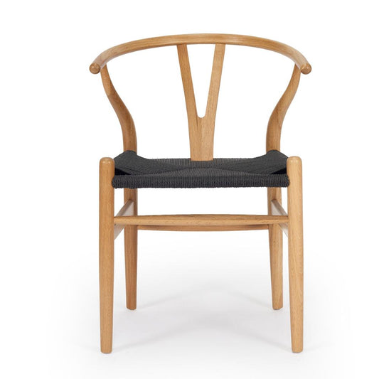 Chairs - Abide Wishbone Designer Chair – Natural Oak With Black Cord