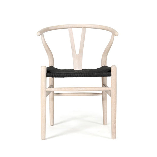 Chairs - Abide Wishbone Designer Replica Chair – White Coastal Oak With Black Cord