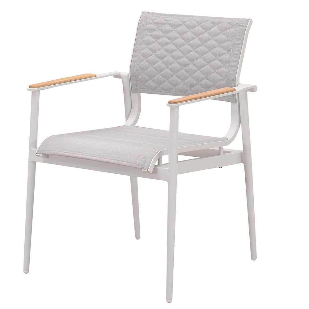 Chairs - California - Dining Chair - White Frame - Quilted Grey Stone Sling