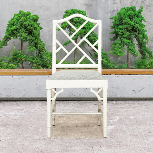 Chairs - Chippendale Dining Chair – White With Duck Egg Fabric