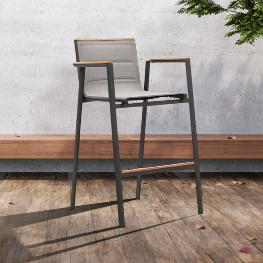 Chairs - Madrid Bar Height Arm Chair In Charcoal