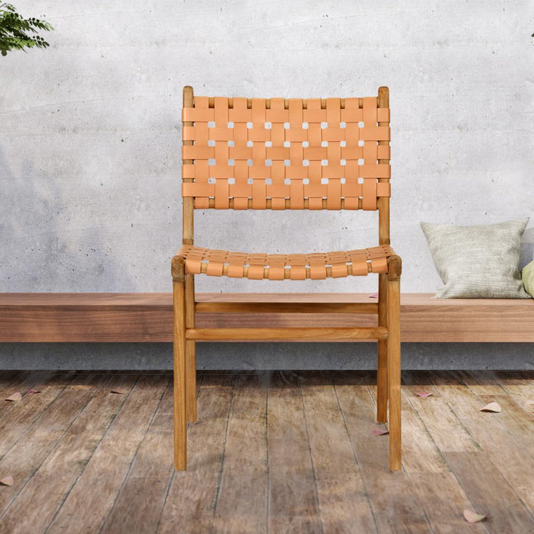 Chairs - Pasadena Woven Leather Side Chair – Natural
