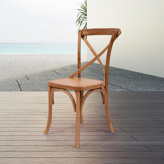 Chairs - Provincial Cross Back Chair – Natural Oak – Timber Seat