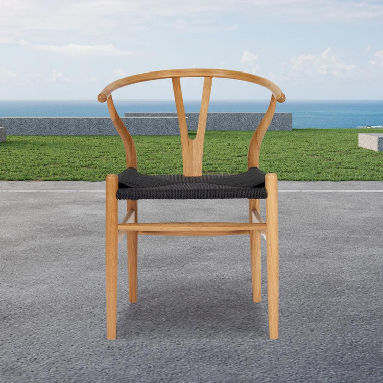 Chairs - Wishbone Designer Chair – Natural Oak With Black Cord