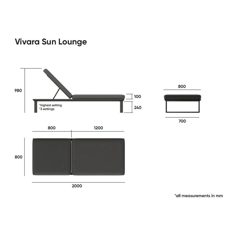Daybeds & Sunlounges - Vivara Sun Lounge - Charcoal - Single