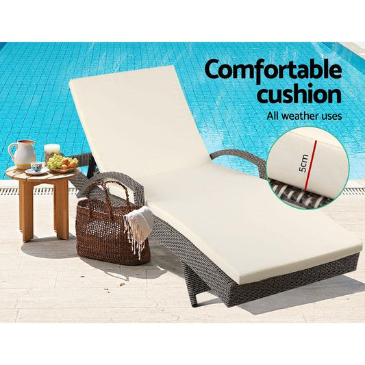 Deluxe Outdoor Sun Lounge Chairs with Cushions (Twin Pack)