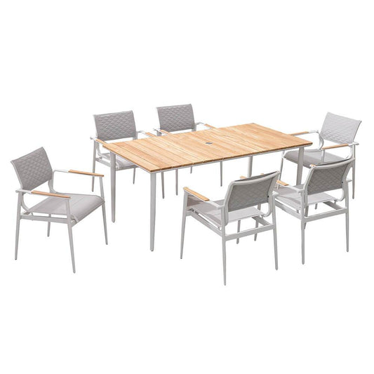 Dining Set - California 7 Piece Outdoor Dining Set In White