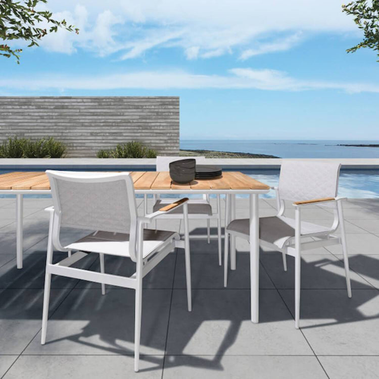 Dining Set - California 7 Piece Outdoor Dining Set In White