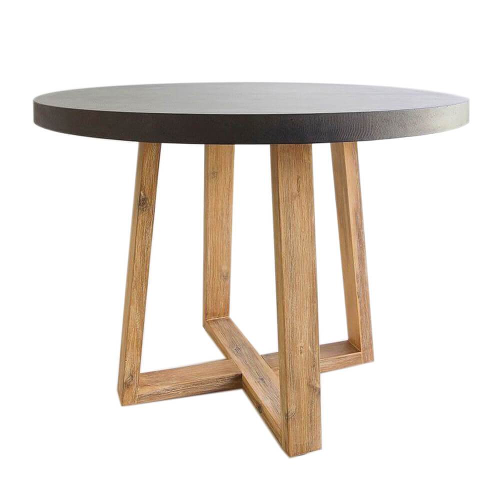 Dining Table - 1.0m Alta Round Dining Table - Black With Light Honey Timber Legs