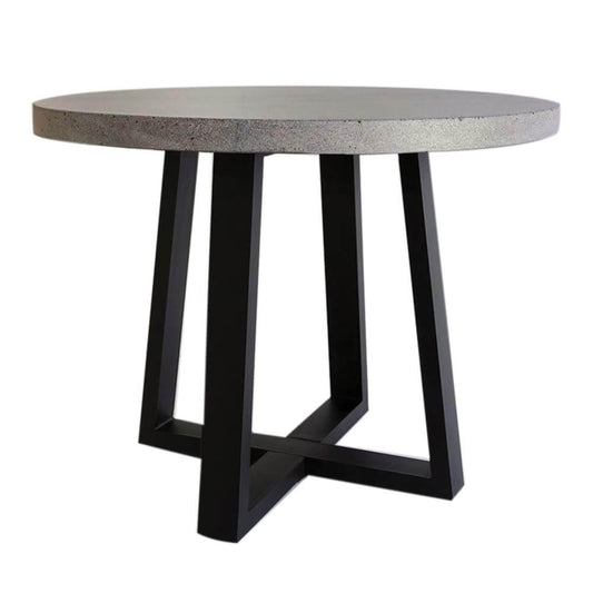 Dining Table - 1.0m Alta Round Dining Table - Speckled Grey With Black Metal Legs
