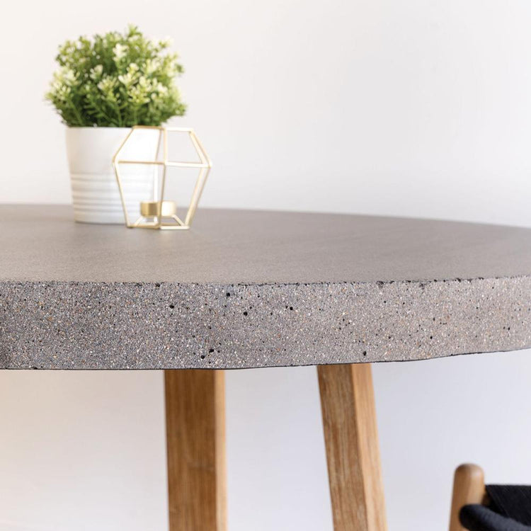 Dining Table - 1.0m Alta Round Dining Table - Speckled Grey With Light Honey Timber Legs