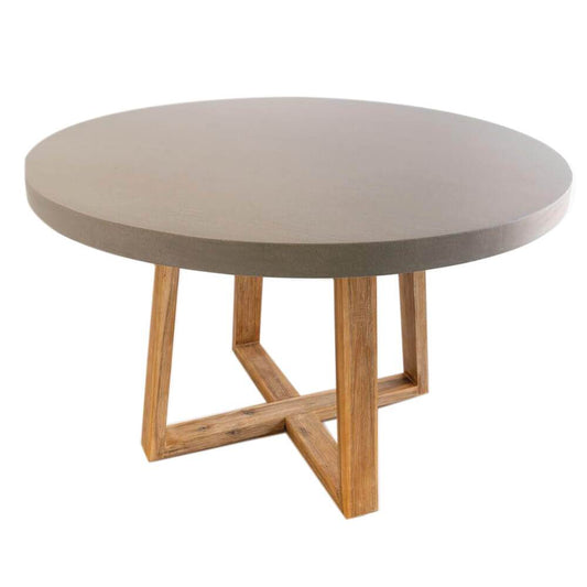 Dining Table - 1.2m Alta Round Dining Table - Grey With Light Honey Acacia Wood Legs