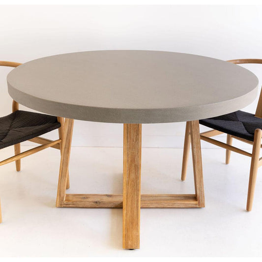 Dining Table - 1.2m Alta Round Dining Table - Grey With Light Honey Acacia Wood Legs