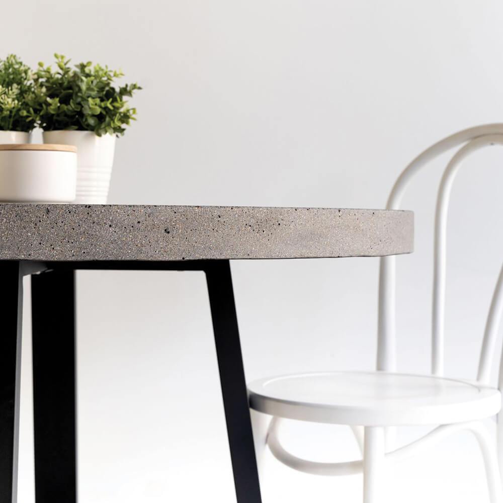 Dining Table - 1.2m Alta Round Dining Table - Speckled Grey With Black Metal Legs